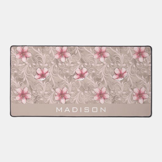 Roze Floral Pattern Bureaumat (Voorkant)