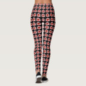 Roze Floral Pattern Daylily op Black Leggings (Achterkant)