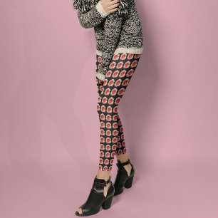 Roze Floral Pattern Daylily op Black Leggings