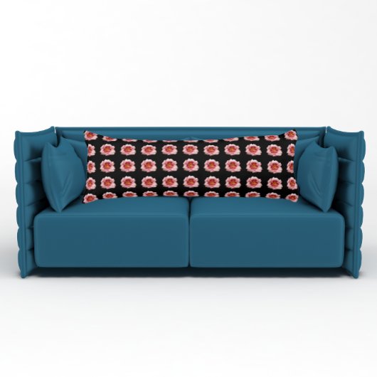 Roze Floral Pattern Daylily op Black Lichaamskussen