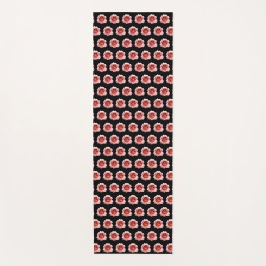 Roze Floral Pattern Daylily op Black Yogamat (Voorkant)