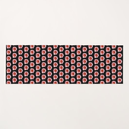 Roze Floral Pattern Daylily op Black Yogamat (Voorkant (horizontaal))