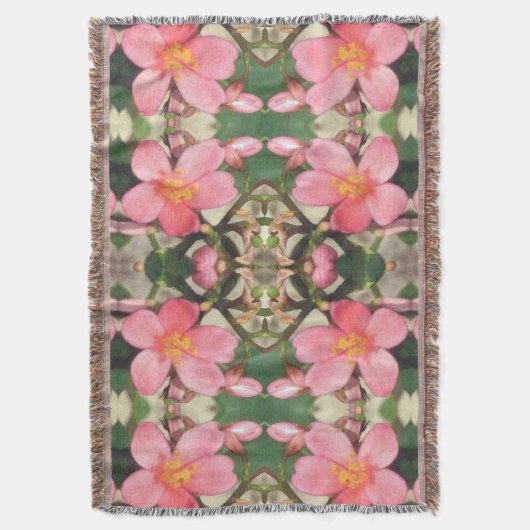 Roze Floral Pattern Deken (Voorkant Verticaal)