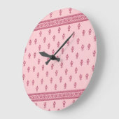 Roze Floral Pattern Grote Klok (Hoek)