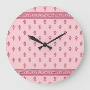 Roze Floral Pattern Grote Klok