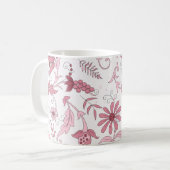 Roze Floral Pattern Koffiemok (Voorkant links)