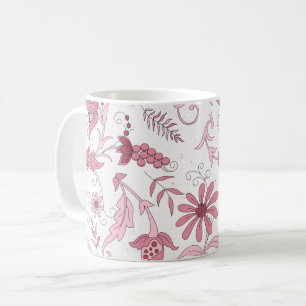 Roze Floral Pattern Koffiemok