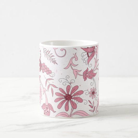 Roze Floral Pattern Koffiemok (Center)