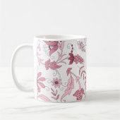 Roze Floral Pattern Koffiemok (Links)
