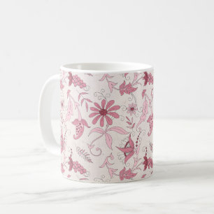 Roze Floral Pattern Koffiemok
