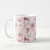 Roze Floral Pattern Koffiemok (Links)