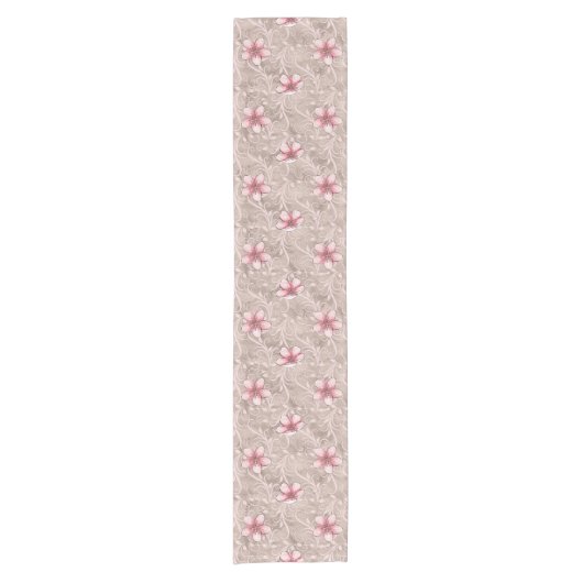 Roze Floral Pattern Korte Tafelloper (Voorkant)