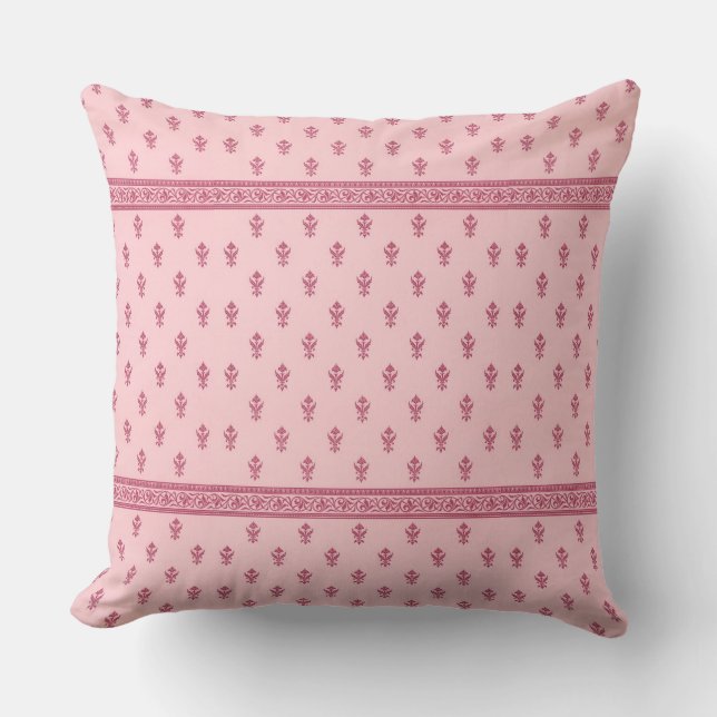 Roze Floral Pattern Kussen (Voorkant)