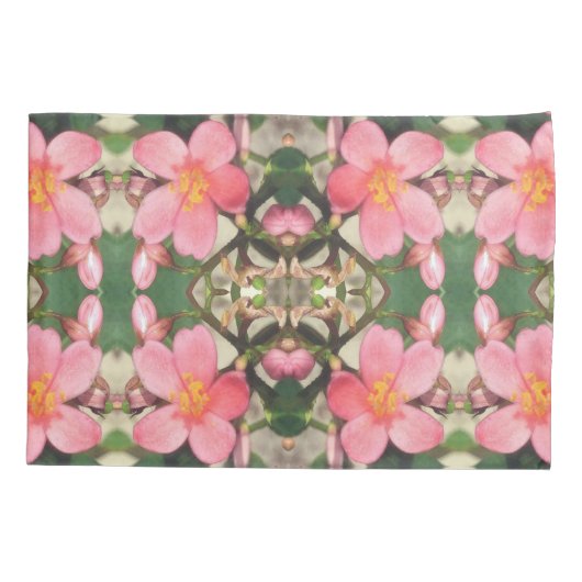 Roze Floral Pattern Kussensloop (Achterkant-Links)