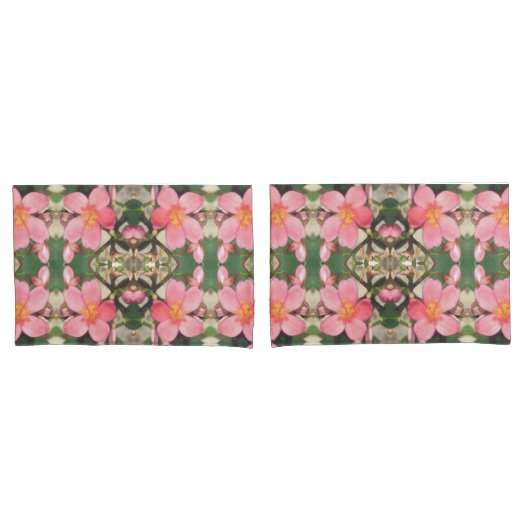 Roze Floral Pattern Kussensloop (Voorkant-Set)