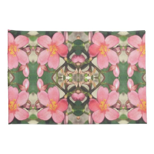 Roze Floral Pattern Kussensloop (Achterkant-Rechts)