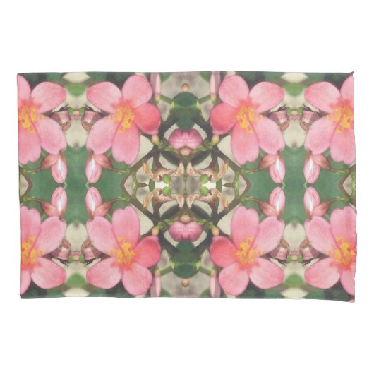 Roze Floral Pattern Kussensloop (Voorkant-Links)