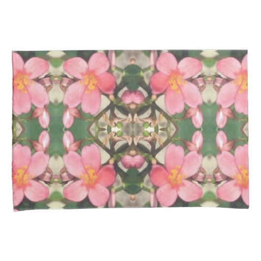 Roze Floral Pattern Kussensloop (Voorkant-Rechts)