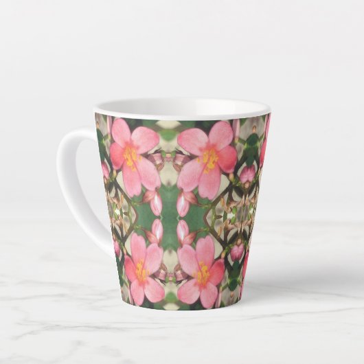Roze Floral Pattern Latte Mok (Linkerhoek)