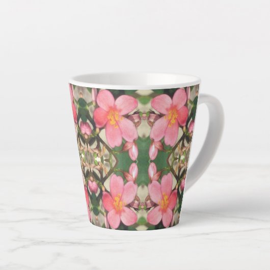 Roze Floral Pattern Latte Mok (Rechterhoek)