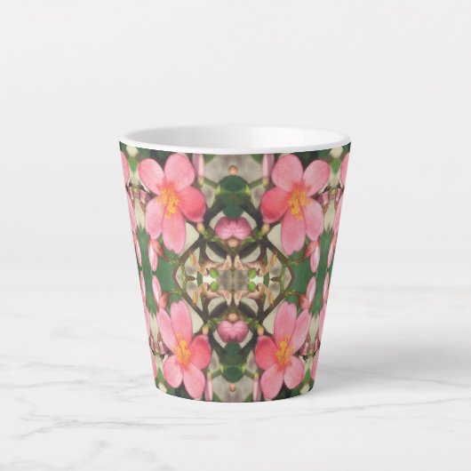 Roze Floral Pattern Latte Mok (Voorkant)