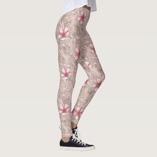 Roze Floral Pattern Leggings (Rechts)