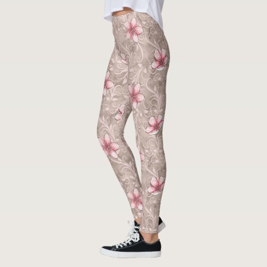 Roze Floral Pattern Leggings (Links)
