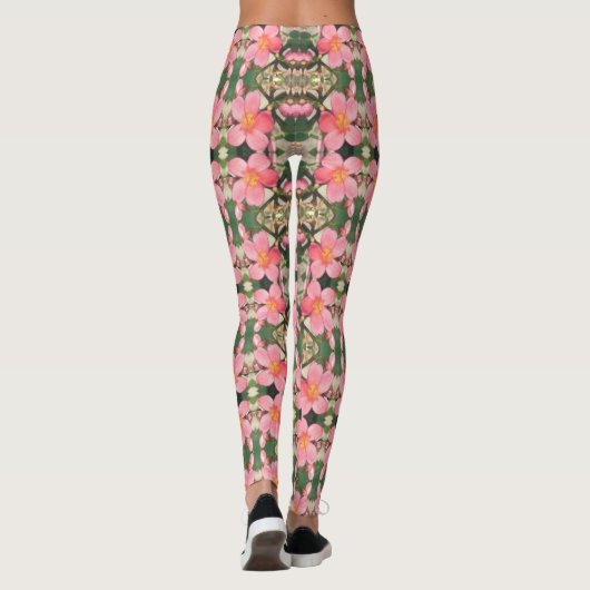 Roze Floral Pattern Leggings (Achterkant)