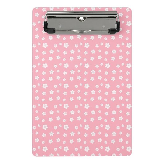 Roze Floral Pattern Mini Klembord (Voorkant)