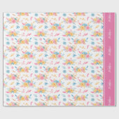 roze Floral Pattern Monogramed Cadeaupapier (Vlak)