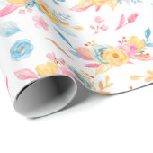 roze Floral Pattern Monogramed Cadeaupapier (Rol Hoek)