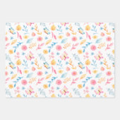 roze Floral Pattern Monogramed Inpakpapier Vel (Voorkant 2)