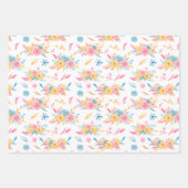 roze Floral Pattern Monogramed Inpakpapier Vel (Voorkant)