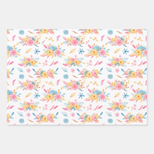  roze Floral Pattern Monogramed Inpakpapier Vel (Voorkant)