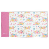  roze Floral Pattern Monogramed Kussensloop (Voorkant-Links)