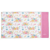  roze Floral Pattern Monogramed Kussensloop (Voorkant-Rechts)