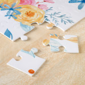 roze Floral Pattern Monogramed Legpuzzel (Zijkant)