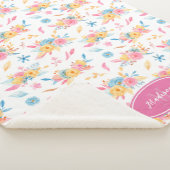  roze Floral Pattern Monogramed Sherpa Deken (3/4)