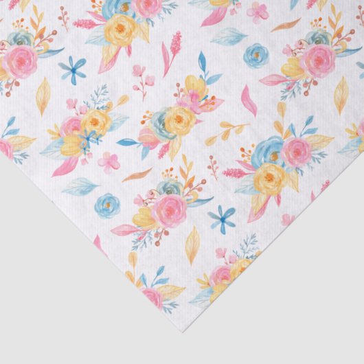 roze Floral Pattern Monogramed Tissuepapier (Detail)