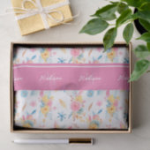 roze Floral Pattern Monogramed Tissuepapier (Geschenk)