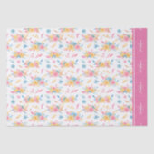 roze Floral Pattern Monogramed Tissuepapier (Voorkant)