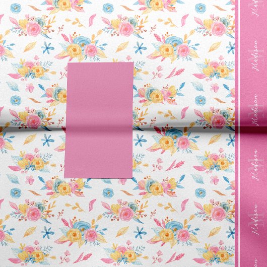 roze Floral Pattern Monogramed Tissuepapier