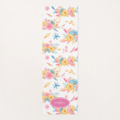  roze Floral Pattern Monogramed Yogamat (Voorkant)
