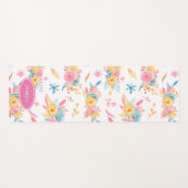  roze Floral Pattern Monogramed Yogamat (Voorkant (horizontaal))