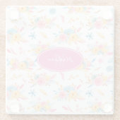 roze Floral Pattern Monogrammed KItchen Glazen Onderzetter (Achterkant)