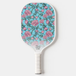  roze Floral Pattern Persoonlijke tekstnaam Pickleball Paddle
