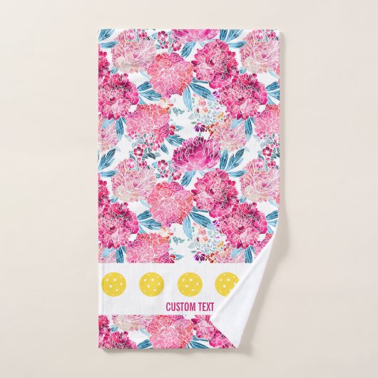  roze Floral Pattern Pickleball Sport Handdoek (Handdoek)