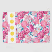  roze Floral Pattern Pickleball Sweat Hand Golfhanddoek (Horizontaal)