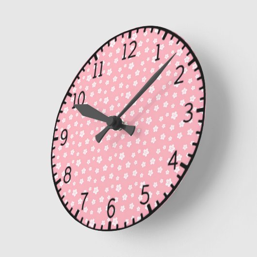 Roze Floral Pattern Ronde Klok (Hoek)