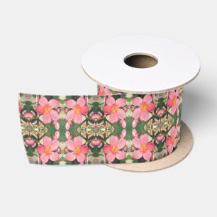 Roze Floral Pattern Satijnen Lint